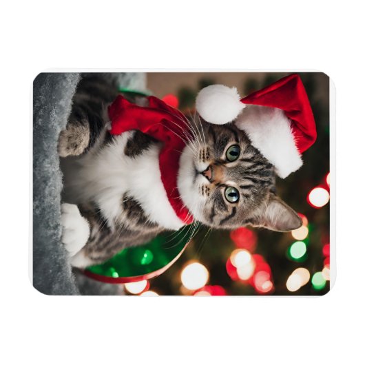 Merry Christmas with a cute kitten Magneet (Horizontaal)