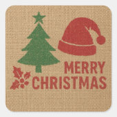 Merry Christmas with a knitted feel Vierkante Sticker (Voorkant)