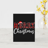 Merry Christmas With Black And Red Plaid Family Me Kaart (Gele Bloem)