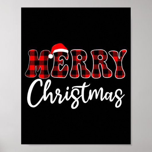 Merry Christmas With Black And Red Plaid Family Me Poster (Voorkant)