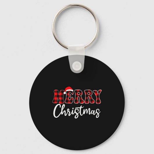 Merry Christmas With Black And Red Plaid Family Me Sleutelhanger (Voorkant)