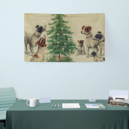 Merry Christmas With Dogs Vintage Spandoek (Beurs)