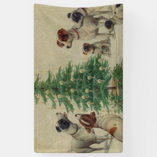 Merry Christmas With Dogs Vintage Spandoek (Verticaal)