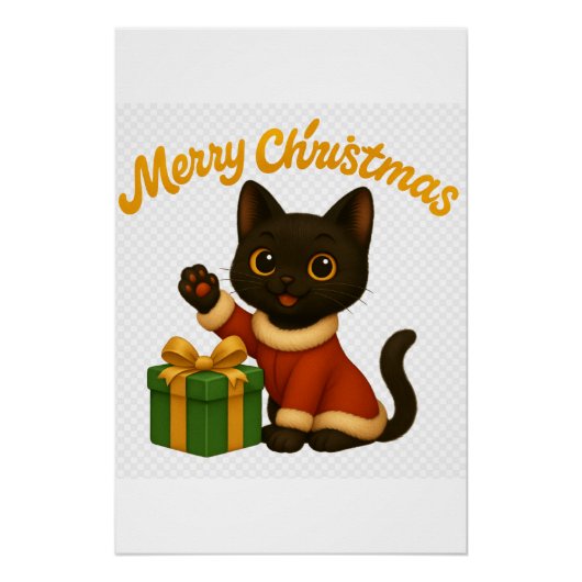 Merry Christmas with Emi the Black Cat Perfect Poster (Voorkant)