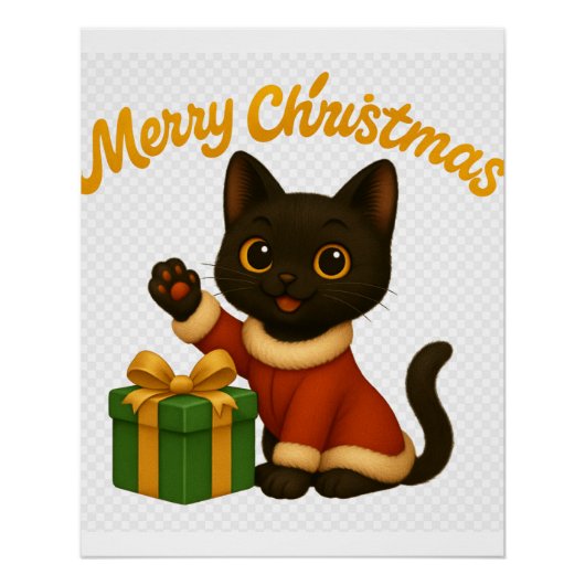 Merry Christmas with Emi the Black Cat Perfect Poster (Voorkant)