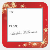 Merry Christmas with Gold Stars Gift Label (Voorkant)