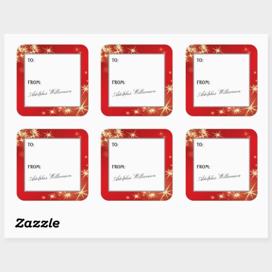 Merry Christmas with Gold Stars Gift Label (Vel)