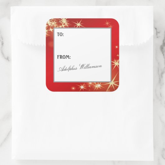 Merry Christmas with Gold Stars Gift Label (Tas)