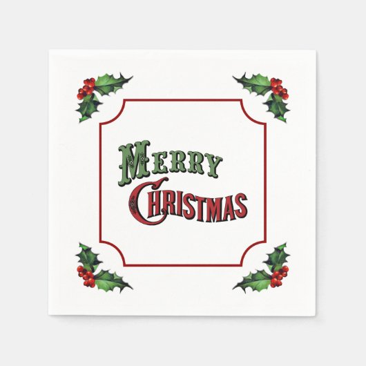 Merry Christmas with Holly Servet (Voorkant)