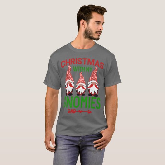 Merry Christmas With My Gnomies Santa Claus Sleigh T-shirt (Voorkant volledig)