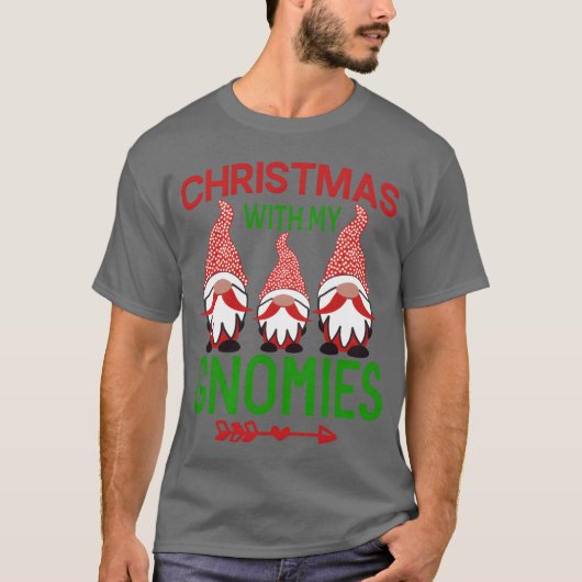 Merry Christmas With My Gnomies Santa Claus Sleigh T-shirt (Voorkant)