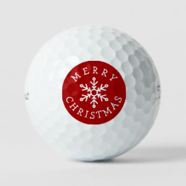 Merry Christmas with Snowflake on Bright Red Golfballen