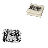"MERRY CHRISTMAS" WOOD ART STAMP RUBBERSTEMPEL (Gestempeld)