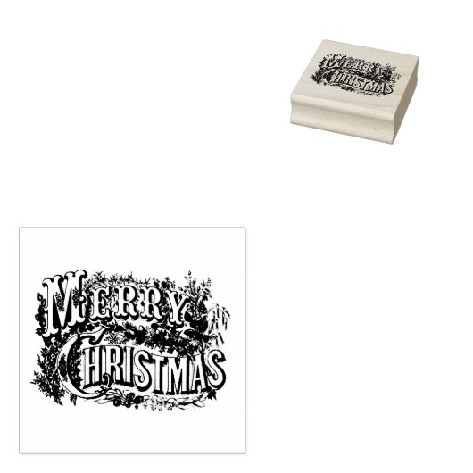 MERRY CHRISTMAS WOOD ART STAMP RUBBERSTEMPEL (Gestempeld)