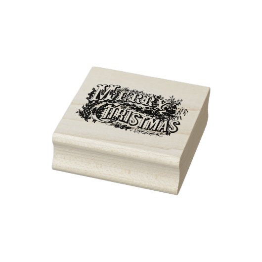 MERRY CHRISTMAS WOOD ART STAMP RUBBERSTEMPEL (Stempel)