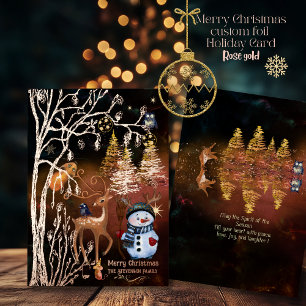 Merry Christmas Woodland Enchanted Forest Folie Feestdagenkaart