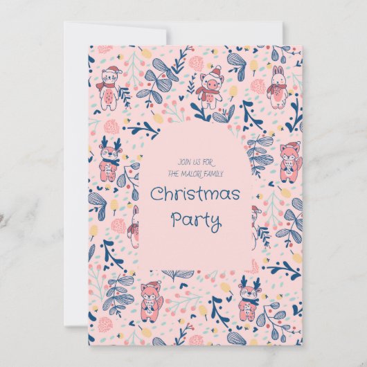 Merry Christmas Woodland Friends in Winter Forest  Kaart (Voorkant)