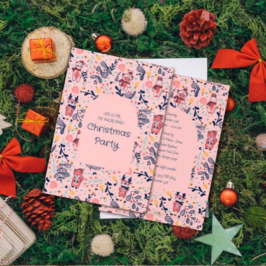 Merry Christmas Woodland Friends in Winter Forest  Kaart