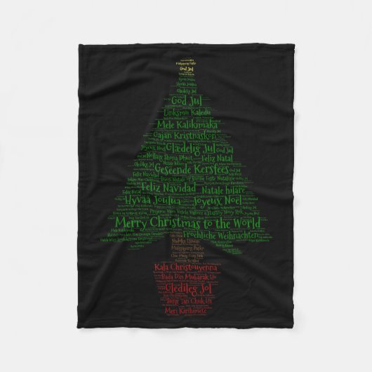 Merry Christmas World Languages Word Tree  Fleece Deken (Voorkant)