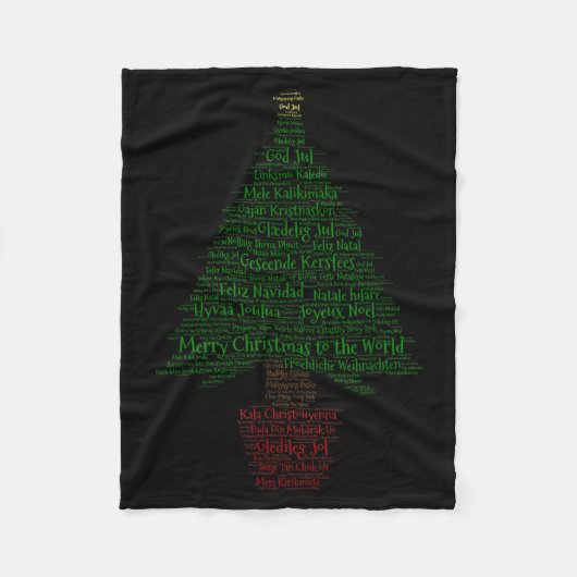 Merry Christmas World Languages Word Tree  Fleece Deken (Voorkant)