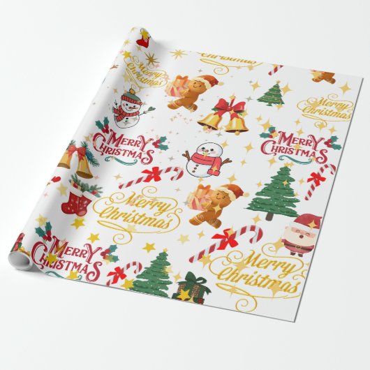 merry christmas wrapp cadeaupapier (Uitgerold)