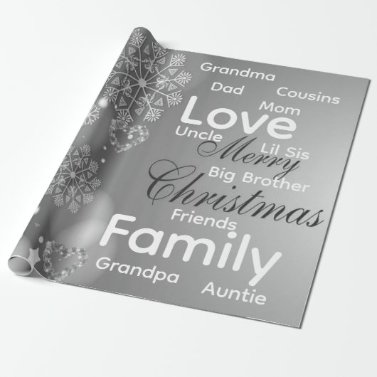 Merry Christmas Wrapping Family Love Friends  Cadeaupapier (Uitgerold)