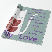 Merry Christmas Wrapping Family Love Friends Cat  Cadeaupapier (Uitgerold)