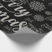 Merry Christmas Wrapping Papier Zwart (Hoek)
