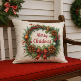 Merry Christmas Wreath  Buitenkussen