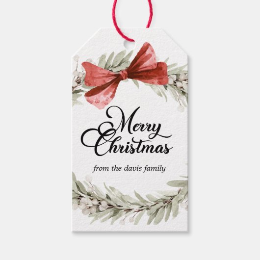 Merry Christmas Wreath Cadeaulabel (Voorkant)