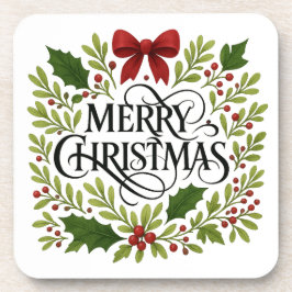 Merry Christmas Wreath Coasters Set Bier Onderzetter
