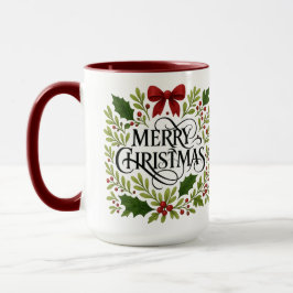 Merry Christmas Wreath Coffee Mug Mok