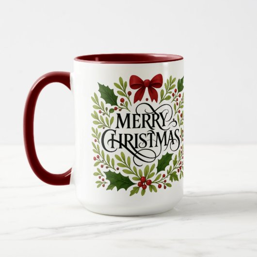 Merry Christmas Wreath Coffee Mug Mok (Links)