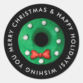 Merry Christmas Wreath Cookie Custom Ronde Sticker
