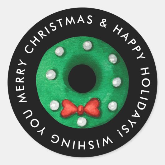 Merry Christmas Wreath Cookie Custom Ronde Sticker (Voorkant)