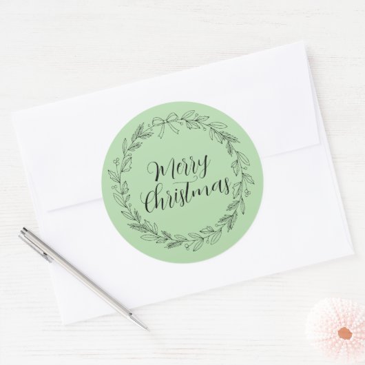 Merry Christmas wreath crest stickers and sealers (Envelop)