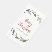 Merry Christmas Wreath Handgeschreven Feestdagen Servet (Hoek)