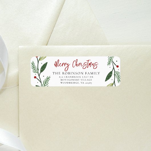 Merry Christmas Wreath Handgeschreven retouradres Etiket