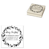 Merry Christmas Wreath Handgeschreven retouradres Rubberstempel (Gestempeld)