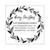 Merry Christmas Wreath Handgeschreven retouradres Rubberstempel (Afrduk)