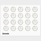 Merry Christmas Wreath handgeschreven script Ronde Sticker (Vel)