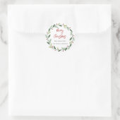 Merry Christmas Wreath handgeschreven script Ronde Sticker (Tas)