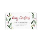 Merry Christmas Wreath Handgeschreven scriptadres Etiket (Voorkant)