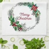 Merry Christmas Wreath Kitchen Towel Theedoek (Gevouwen)