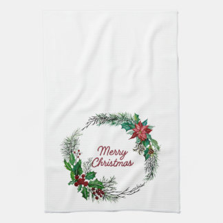 Merry Christmas Wreath Kitchen Towel Theedoek