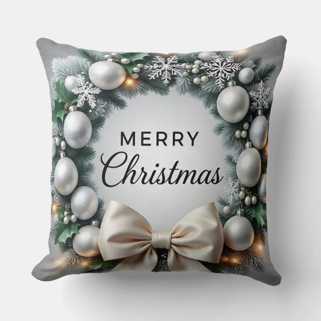 Merry Christmas Wreath Luxury Holiday Pillow Kussen (Voorkant)