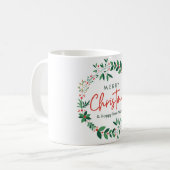 Merry Christmas Wreath Mug – Holiday &  Mug, 11 oz Koffiemok (Voorkant links)