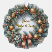 Merry Christmas Wreath Personalized  Ornament Kaart (Achterkant)
