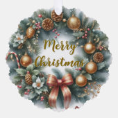 Merry Christmas Wreath Personalized  Ornament Kaart (Voorkant)