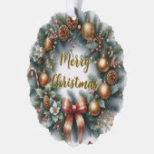 Merry Christmas Wreath Personalized  Ornament Kaart (Links)